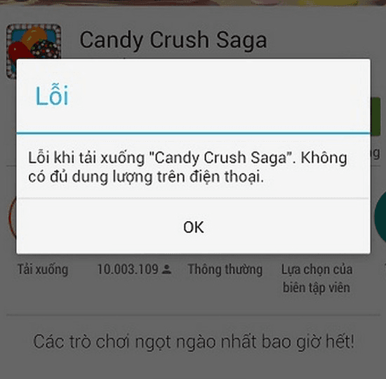 Nên làm gì khi bộ nhớ còn nhưng không tải được ứng dụng?