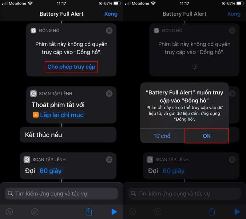 cho phép truy cập đồng hồ cho phép truy cập đồng hồ