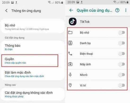 Kiểm tra quyền của ứng dụng Kiểm tra quyền của ứng dụng