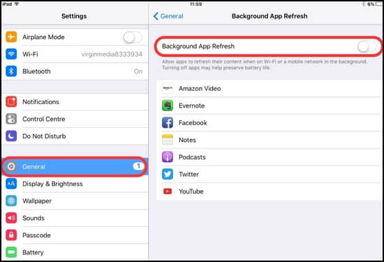 Cách để iPad mượt hơn thông qua việc dừng làm mới ứng dụng nền Cách để iPad mượt hơn thông qua việc dừng làm mới ứng dụng nền