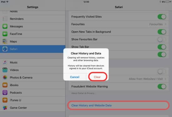 Cách để iPad mượt hơn thông qua việc xóa bộ nhớ đệm của Safari Cách để iPad mượt hơn thông qua việc xóa bộ nhớ đệm của Safari