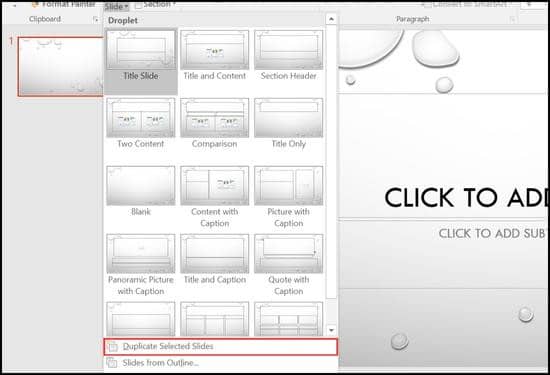 đối với trang đã có bố cục cách 2 sử dụng Duplicate Slide 1 đối với trang đã có bố cục cách 2 sử dụng Duplicate Slide 1