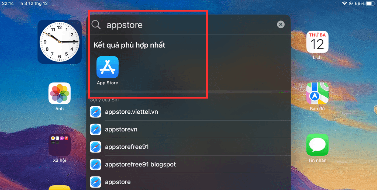 Tìm App Store trên thanh tìm kiếm Tìm App Store trên thanh tìm kiếm