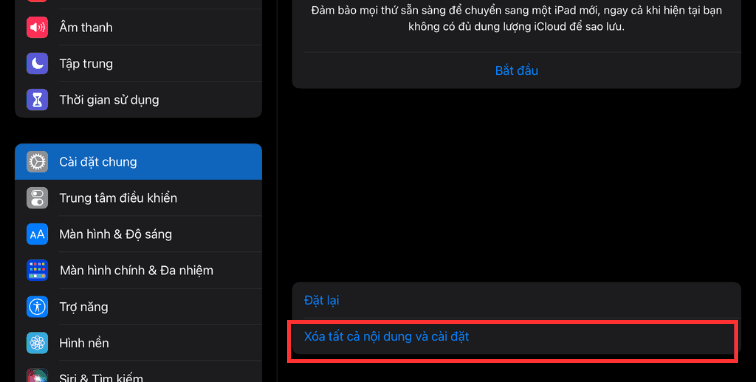 Xóa nội dung và cài đặt lại máy B2 Xóa nội dung và cài đặt lại máy B2
