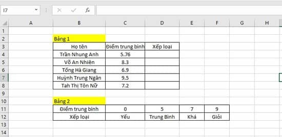 Ví dụ 1: Xếp loại thứ hạng của học sinh theo điểm số Ví dụ 1: Xếp loại thứ hạng của học sinh theo điểm số