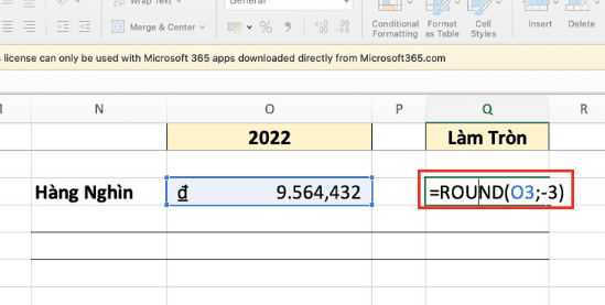 Cách làm tròn đến hàng nghìn trong Excel bằng hàm Round bước 1 Cách làm tròn đến hàng nghìn trong Excel bằng hàm Round bước 1