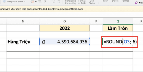 Cách làm tròn đến hàng triệu trong Excel bằng hàm Round bước 1 Cách làm tròn đến hàng triệu trong Excel bằng hàm Round bước 1
