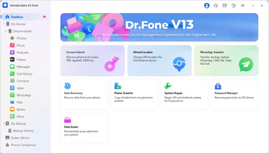 Đổi vị trí GPS trên iPhone với Dr.Fone - Virtual Location bước 1 Đổi vị trí GPS trên iPhone với Dr.Fone - Virtual Location bước 1