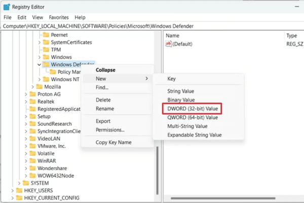 Sử dụng Registry Editor để tắt tính năng chặn virus bước 2 Sử dụng Registry Editor để tắt tính năng chặn virus bước 2