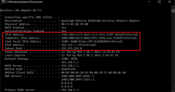 Xem địa chỉ IP trên Windows bằng lệnh Command Prompt bước 2-2 Xem địa chỉ IP trên Windows bằng lệnh Command Prompt bước 2-2