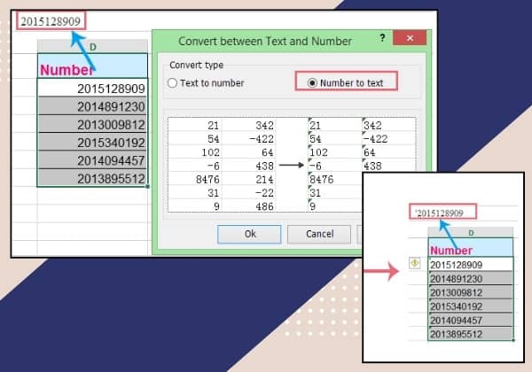 Cách để dấu nháy trước số trong Excel bằng Kutools for Excel bước 3 Cách để dấu nháy trước số trong Excel bằng Kutools for Excel bước 3