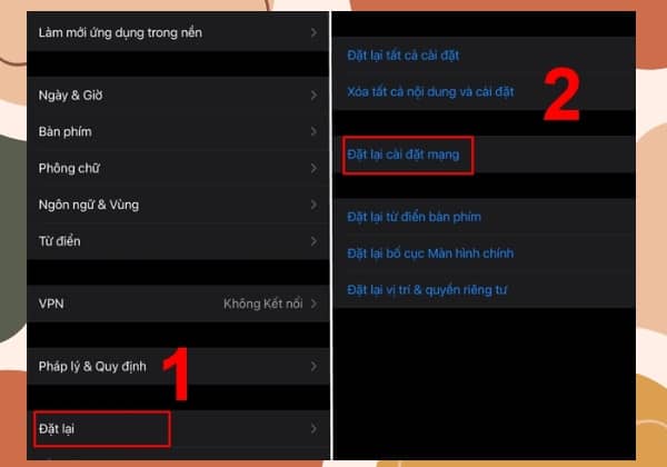 Tùy chọn số 1: Tiến hành đặt lại Cài đặt mạng Tùy chọn số 1: Tiến hành đặt lại Cài đặt mạng