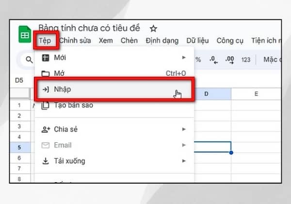 Nhập dữ liệu dễ dàng từ tệp trên máy vào Google Sheets 1 Nhập dữ liệu dễ dàng từ tệp trên máy vào Google Sheets 1