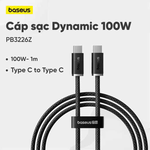 Cáp sạc Baseus Dynamic Type C to Type C 100W 1m PB3226Z