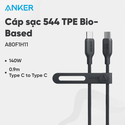 Cáp sạc Type C to Type C Anker 544 dài 0.9m TPE Bio-Based A80F1H11