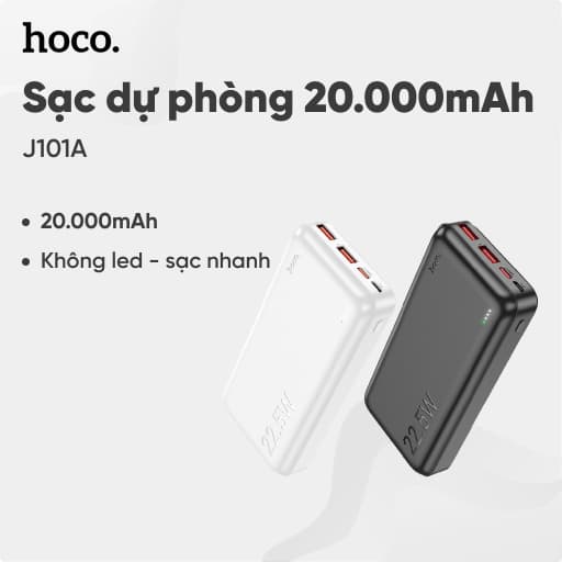 Sạc dự phòng Hoco J101A 20.000 mAh không Led sạc nhanh