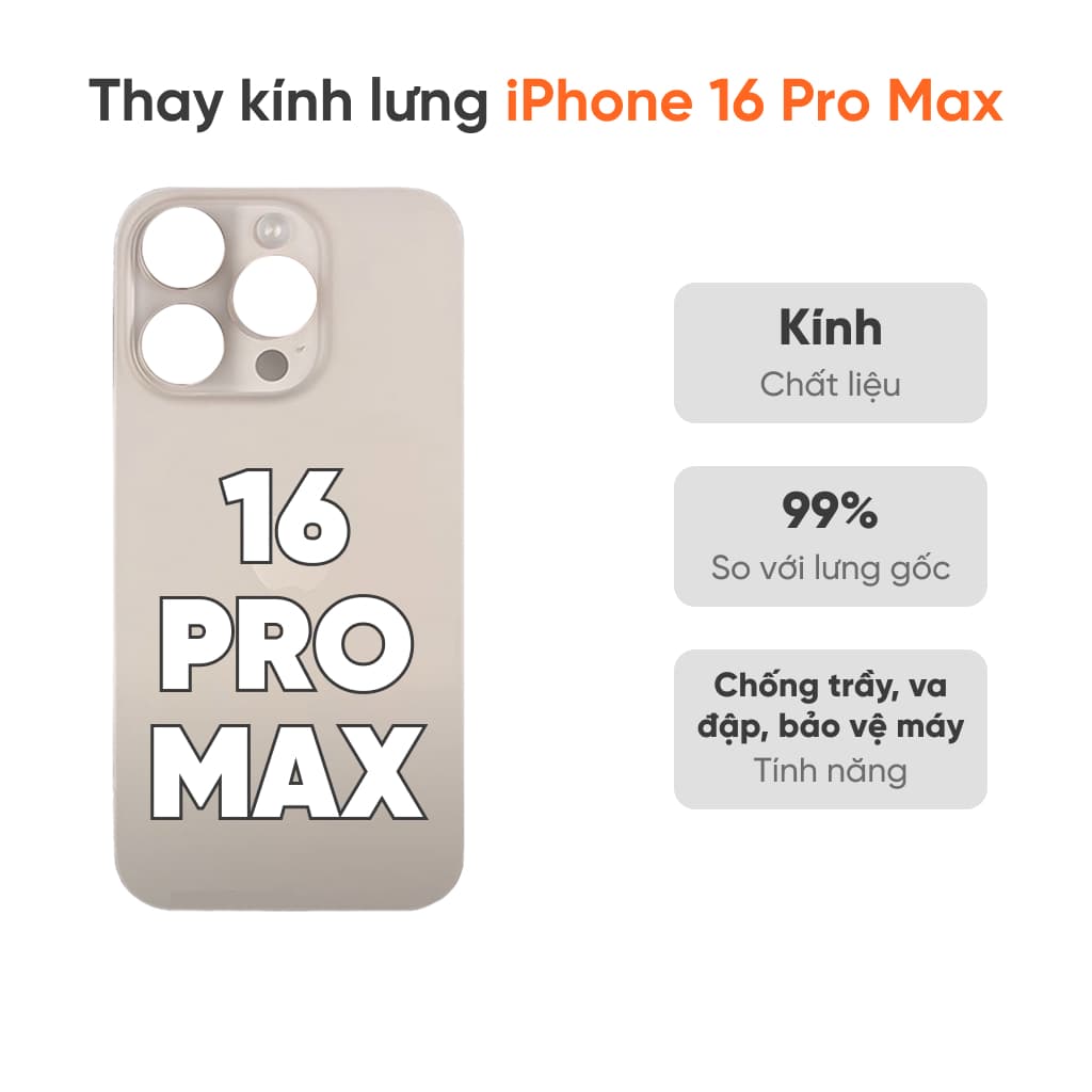 Thay kính lưng iPhone 16 Pro Max