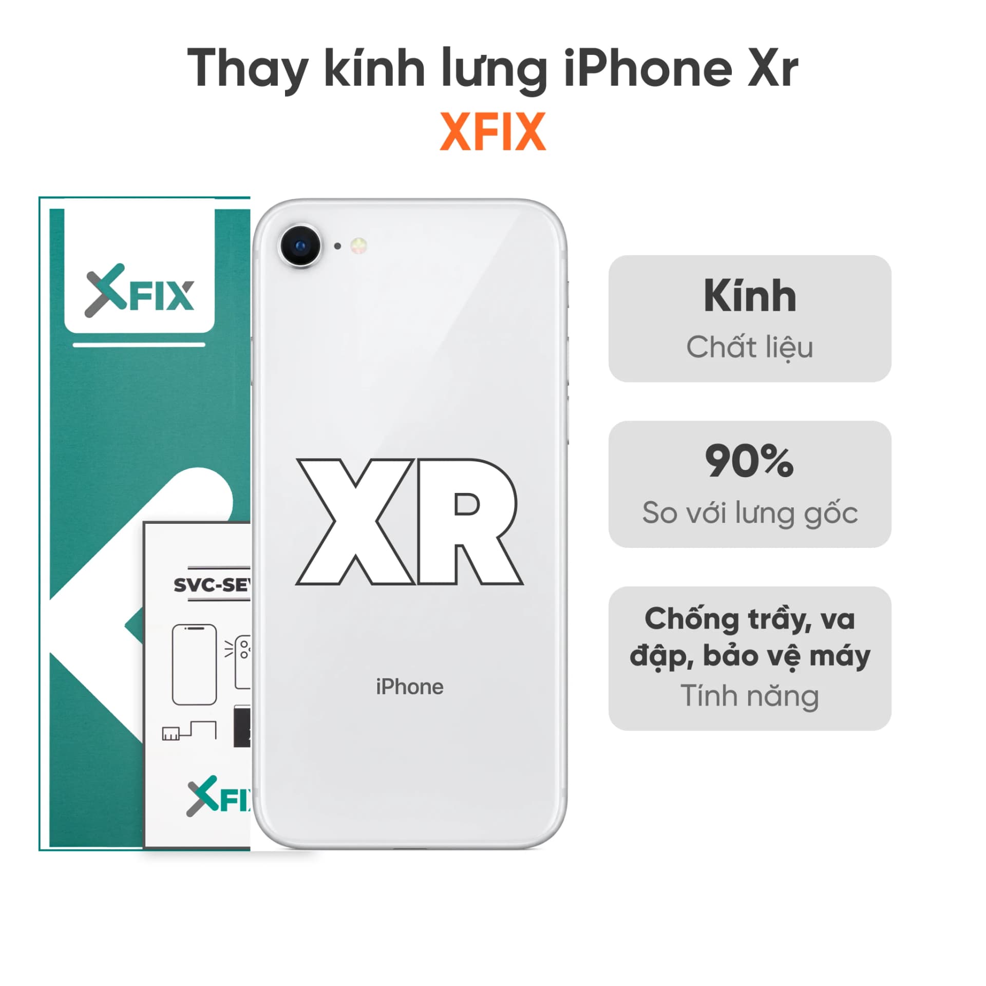 Thay kính lưng iPhone Xr loại XFIX