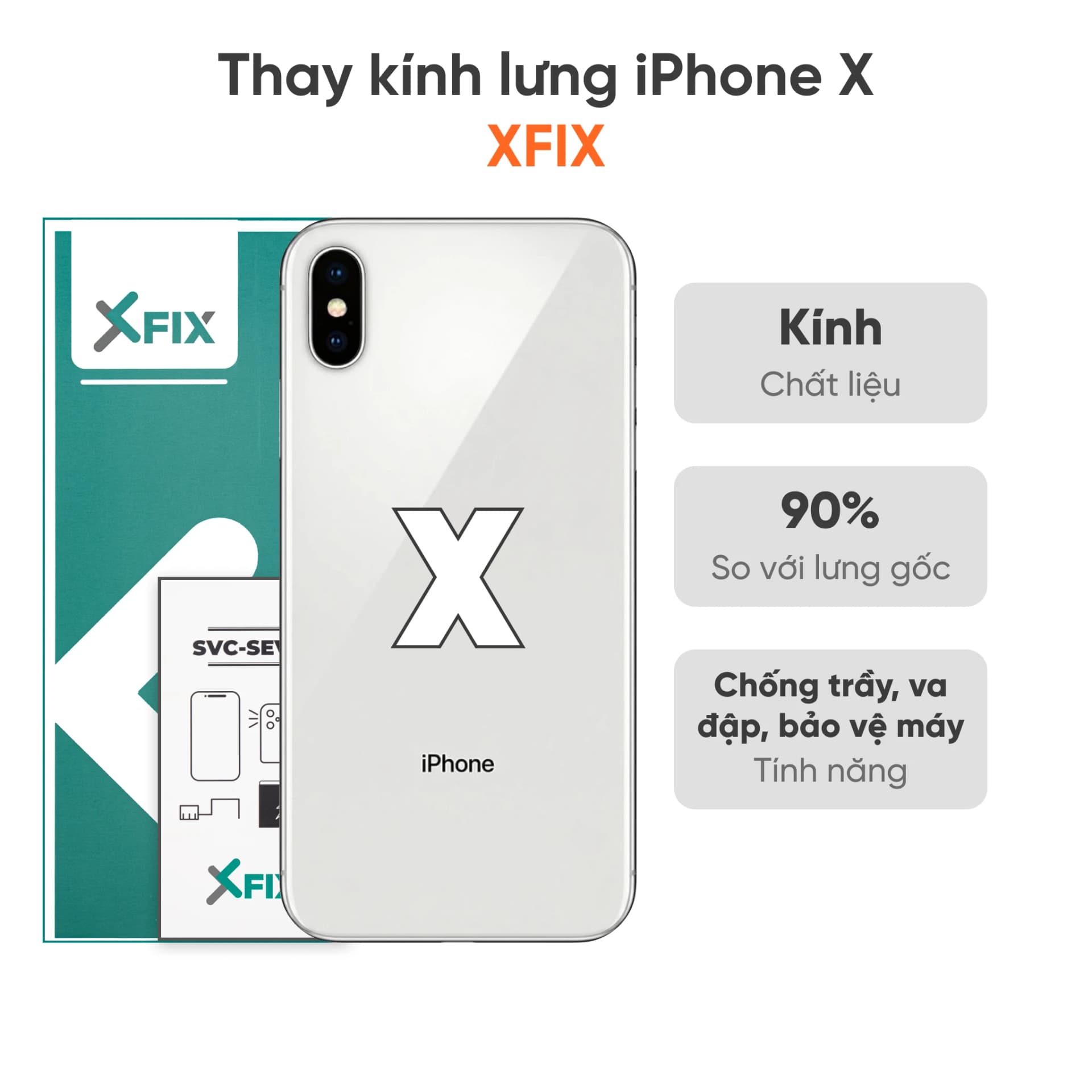 Thay kính lưng iPhone X loại XFIX