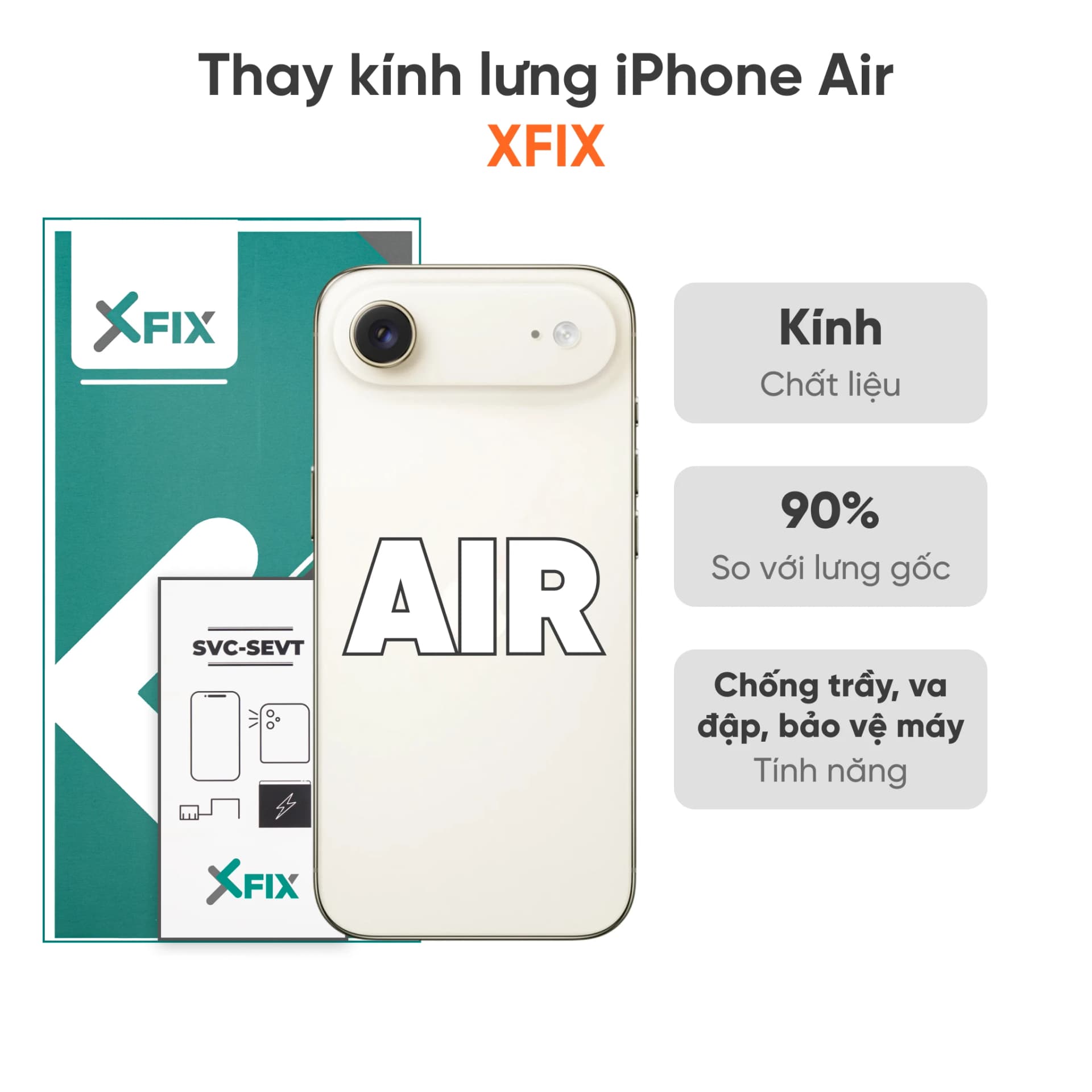 Thay kính lưng iPhone Air loại XFIX